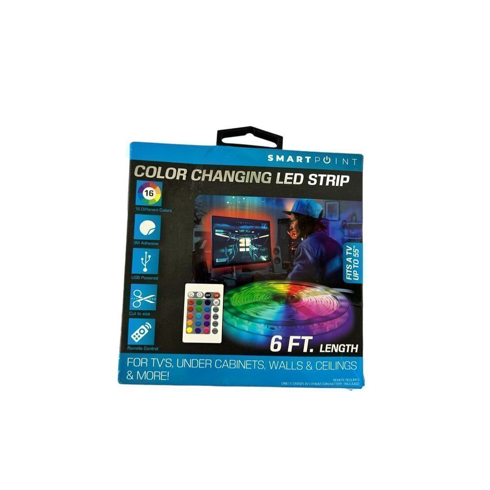 Smart point Color changing LED strip 6ft - great for bedrooms/ceilings etc tvs N